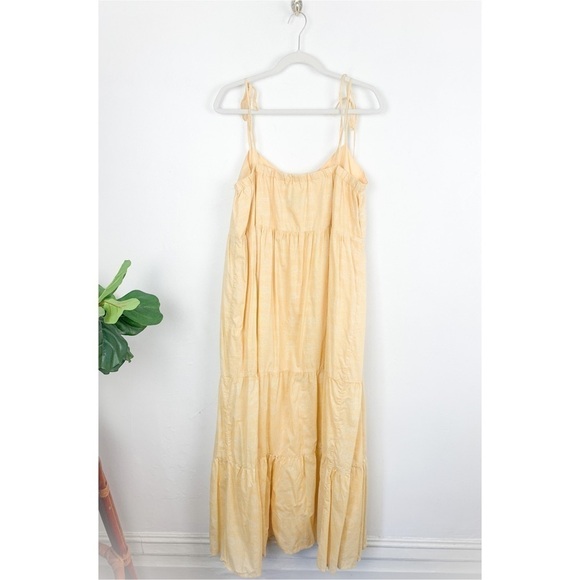 The Nines by Hatch Yellow Tiered Sleeveless Cotton Maternity Midi Dress Sz XXL - Picture 4 of 9